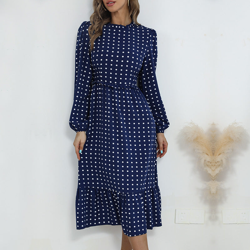 Damen Midi-Kleid mit elegantem Puffärmel und verspieltem Rüschensaum WW