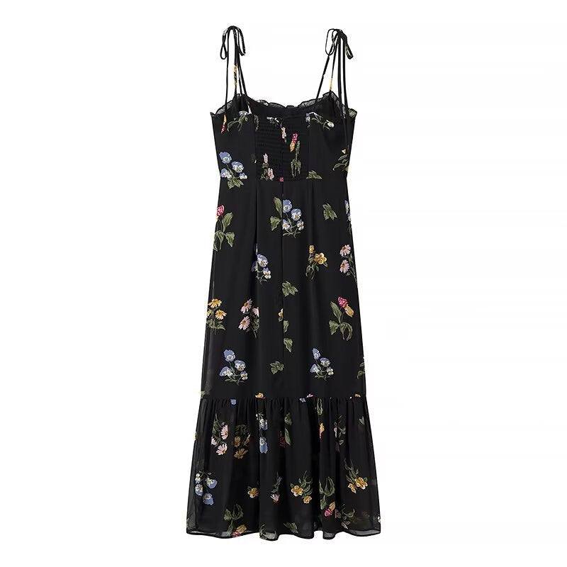 Damen Maxikleid mit floralem Design und verstellbaren Spaghettiträgern WW