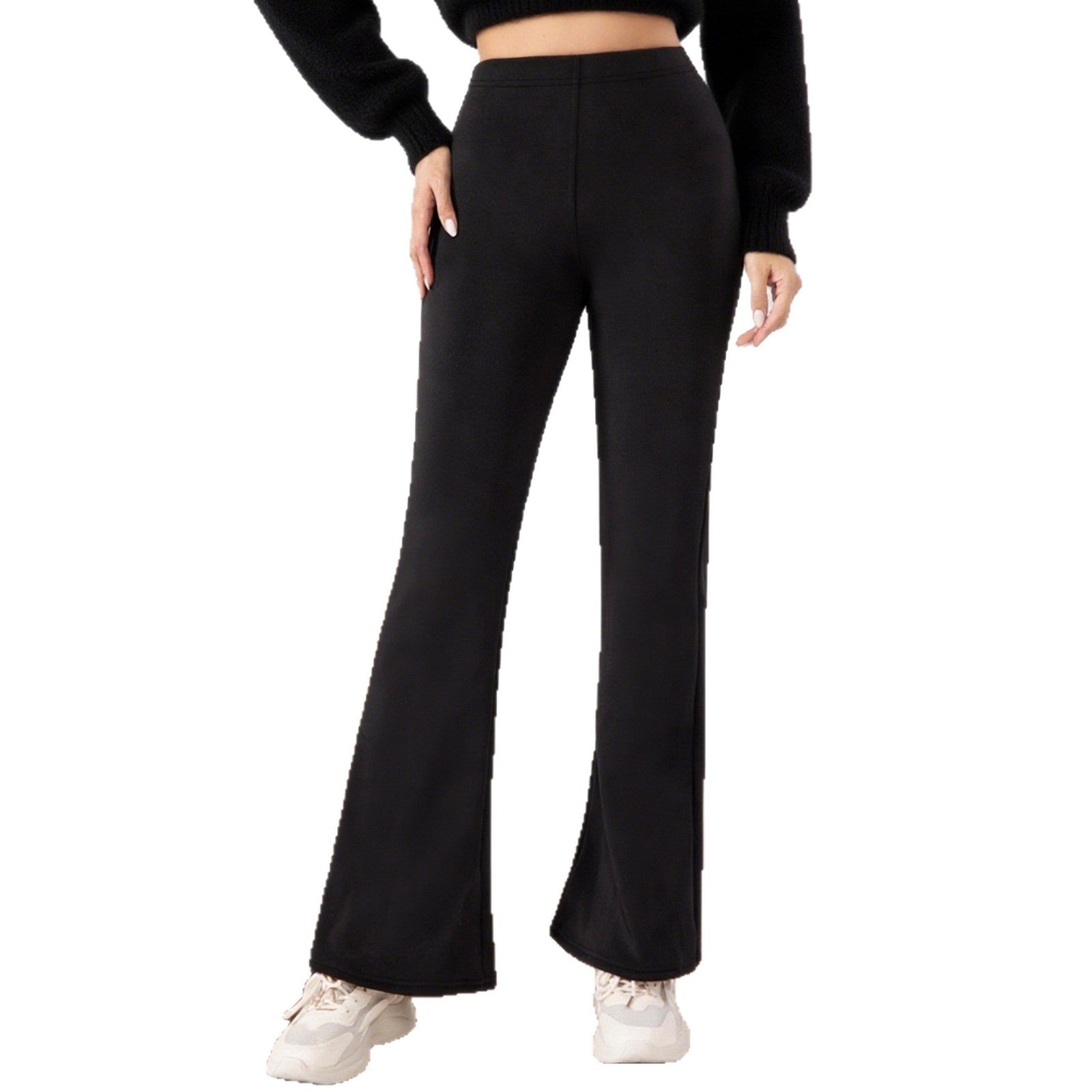Damen Weitbeinige Fleece-Leggings mit hohem Bund und praktischem Schnitt WW