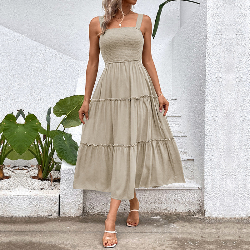 Damen Maxikleid mit Rüschensaum und elastischem Oberteil WW