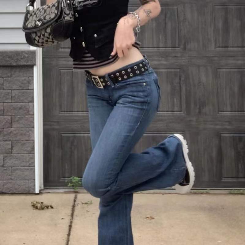 Damen lässige Flared Jeans im Retro-Stil mit hohem Bund WW