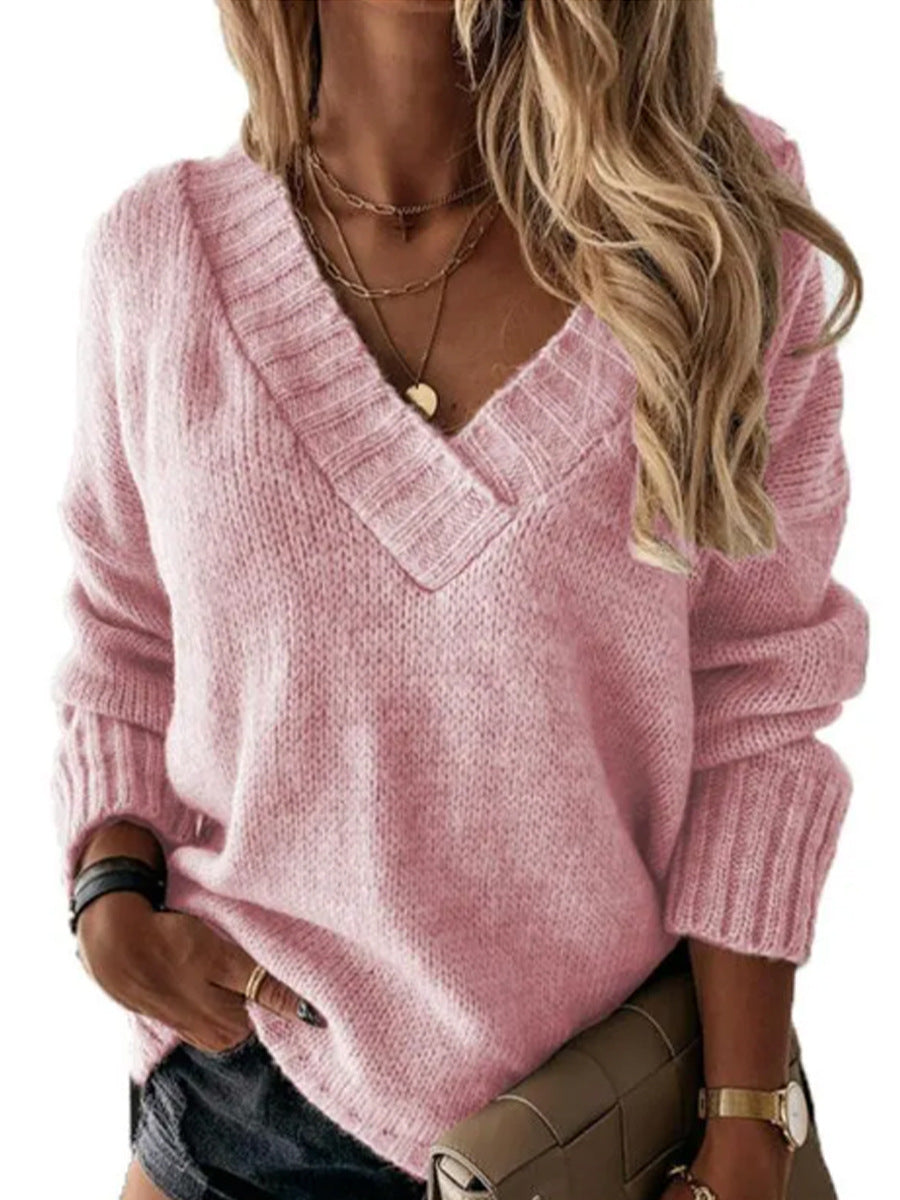 Damen V-Ausschnitt Pullover mit strukturierter Strickoptik WW
