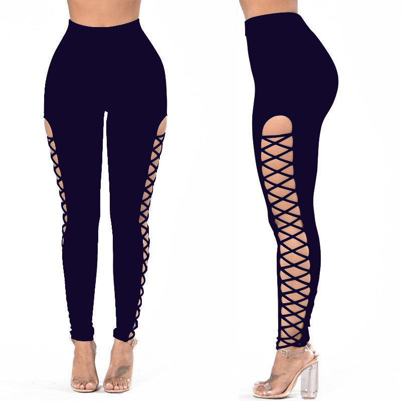 Damen Sportliche Leggings mit verführerischem Schnürdesign WW
