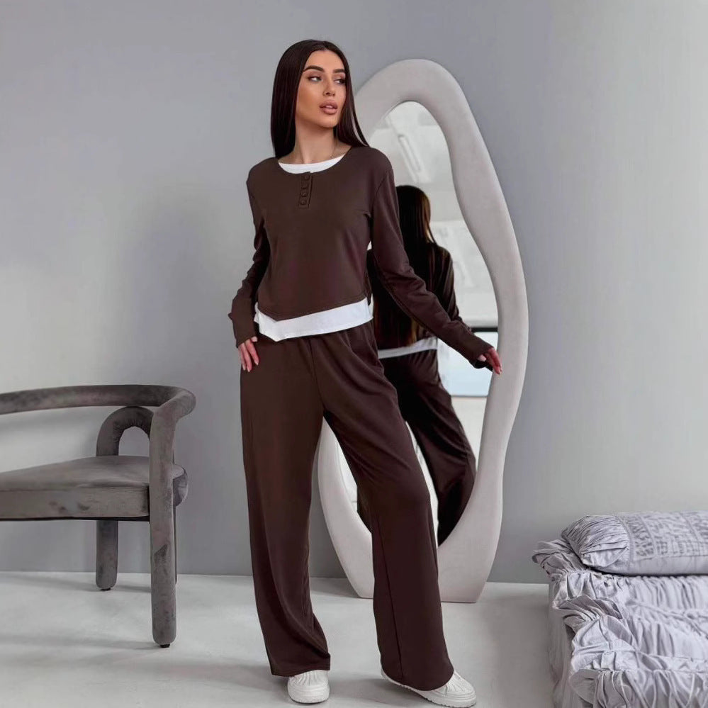 Damen gemütliches Freizeit-Set mit sportlichem Design WW