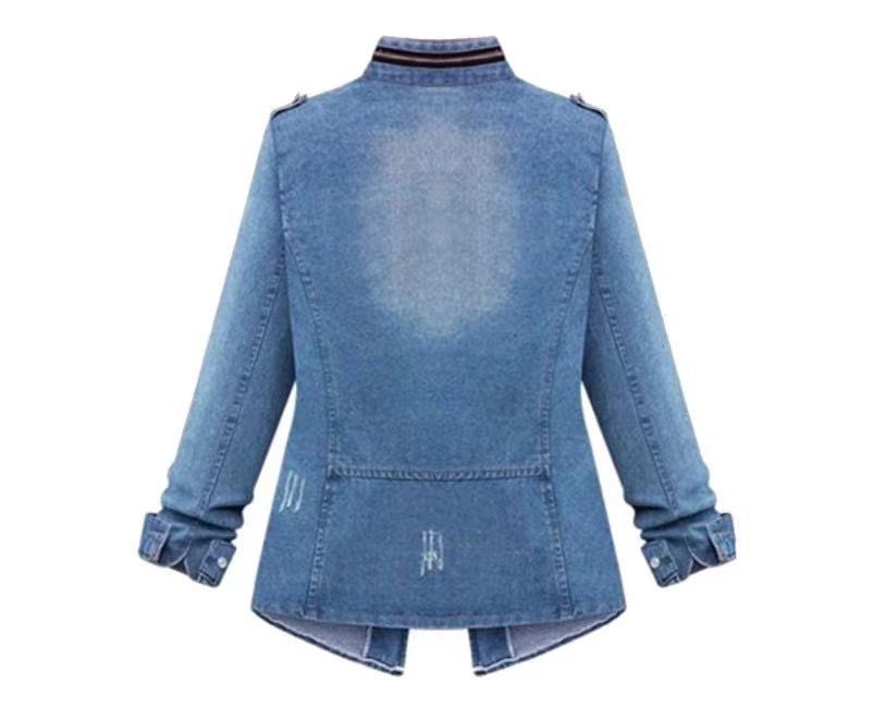 Damen Denim-Jacke mit praktischen aufgesetzten Taschen und Kordelzug WW