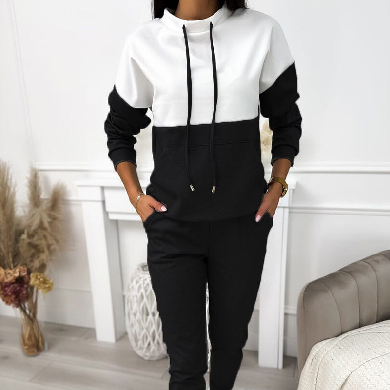 Damen sportliches Set aus Hoodie und Jogginghose mit stylischen Farbblöcken WW