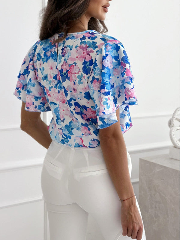 Damen Bluse mit voluminösen Rüschenärmeln WW