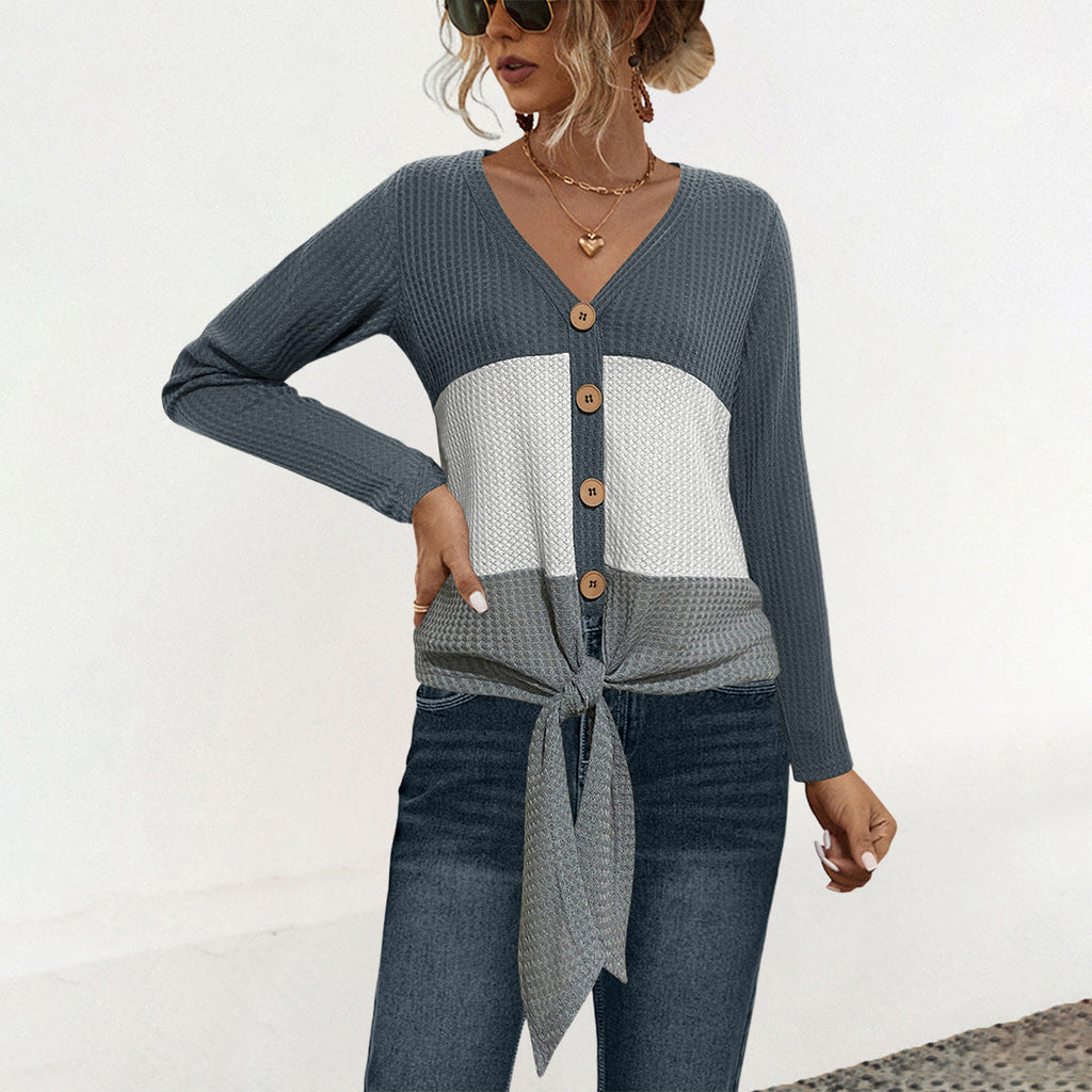 Damen Strickjacke mit Karomuster und knöpfbarem Detail WW