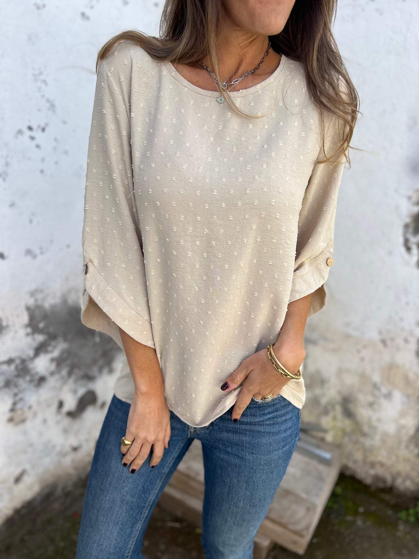 Damen lässige Bluse mit strukturiertem Stoff WW