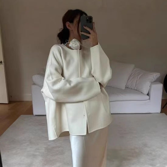 Damen Oversized Mantel mit asymmetrischem Kragen WW