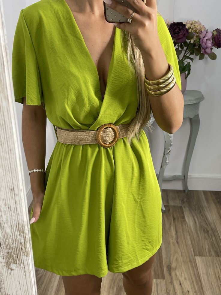 Damen modischer Wickel-Overall mit Taillengurt WW