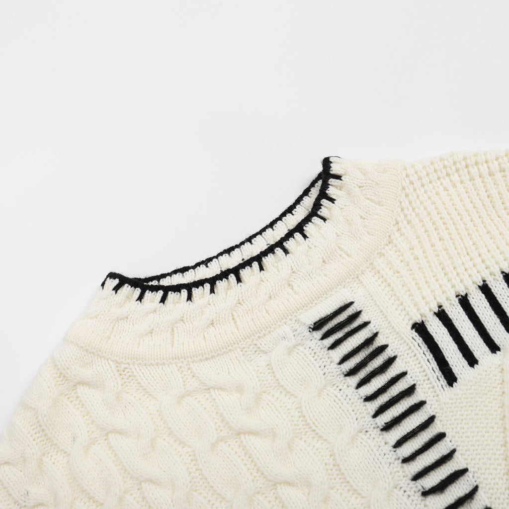 Damen modischer Pullover mit strukturiertem Design und Kontrastnähten WW