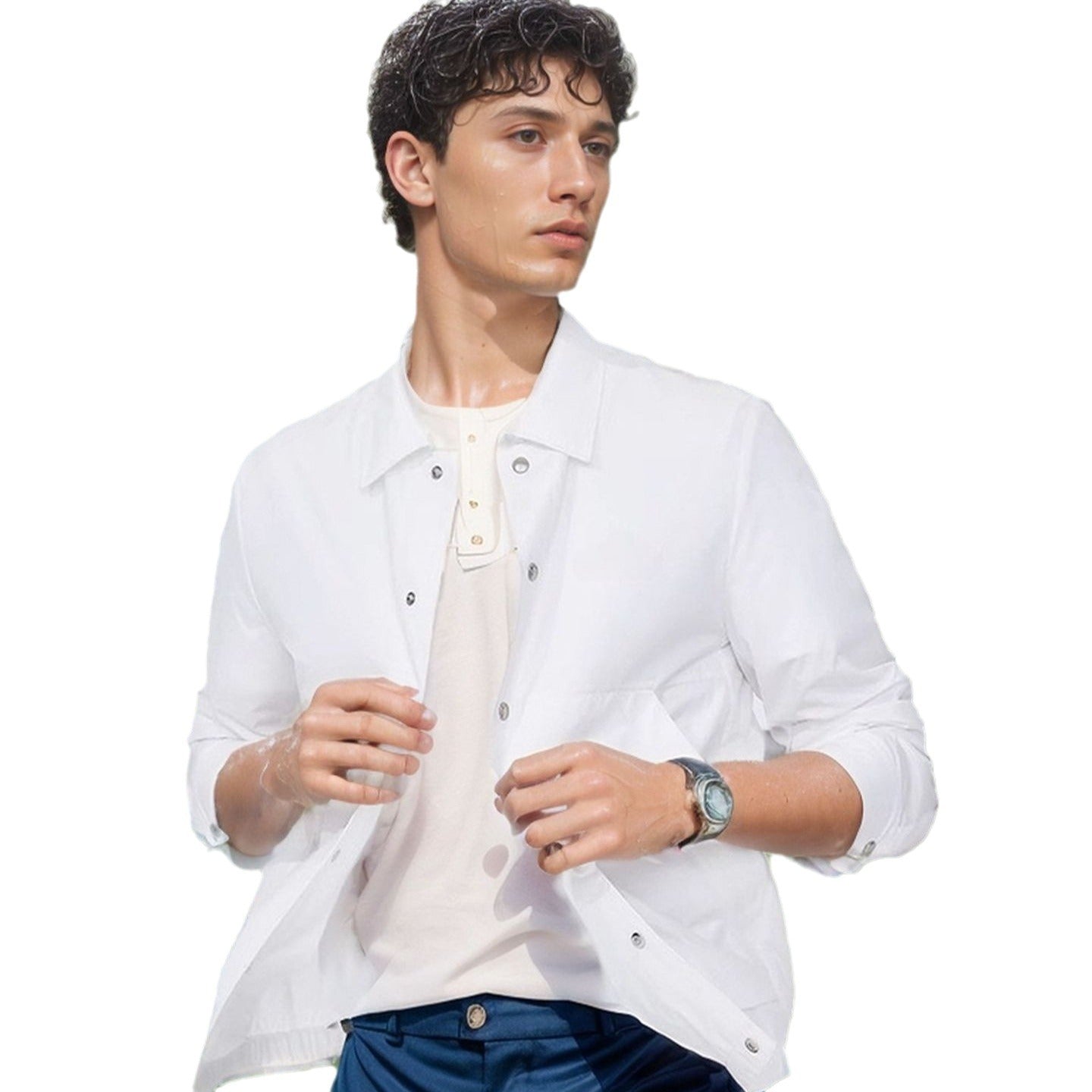 Herren multifunktionale Sommerjacke mit Druckknopfverschluss und atmungsaktiven Einsätzen WW