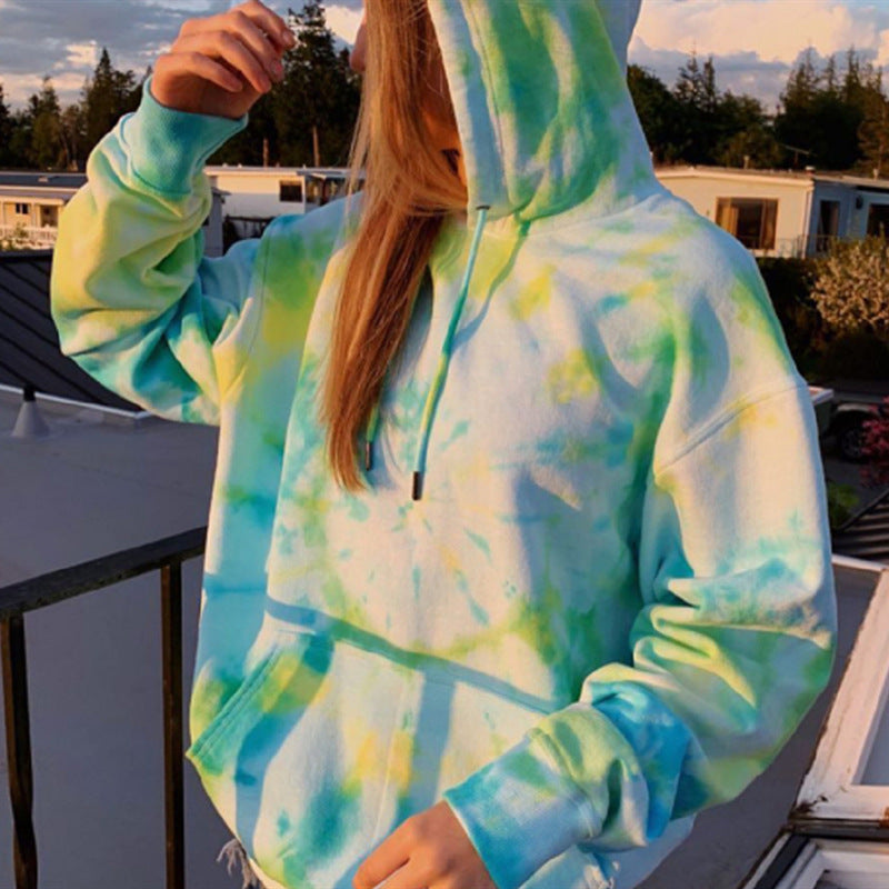 Damen Kapuzenpullover aus kuscheligem Material mit Batikdesign WW