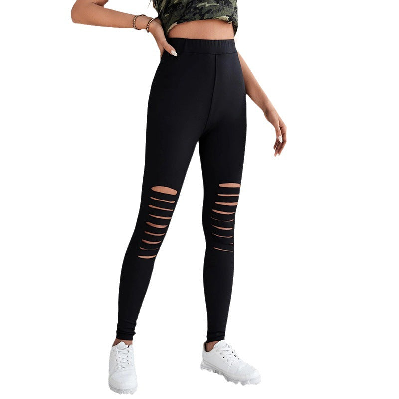 Damen Leggings mit modischen Cut-Outs und hohem Bund WW