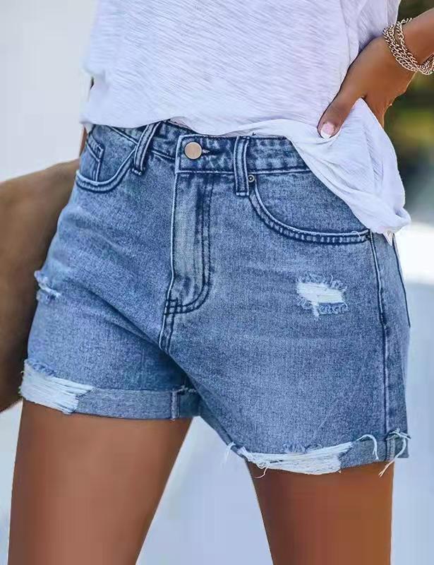 Damen modische Jeans-Shorts im lässigen Distressed-Look WW