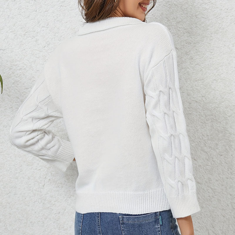Damen Strickpullover mit modischem Zopfmuster WW