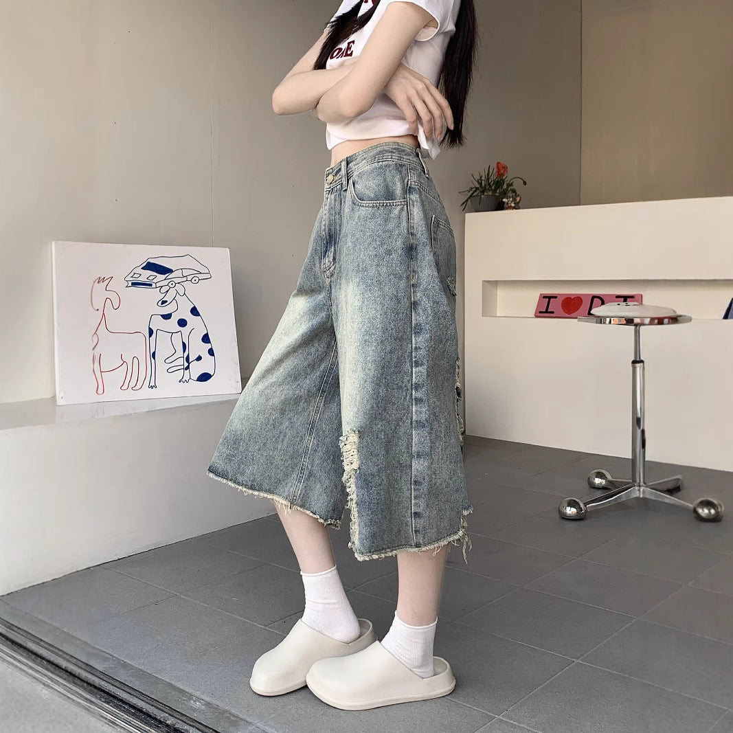 Damen Destroyed Jeans Shorts WW