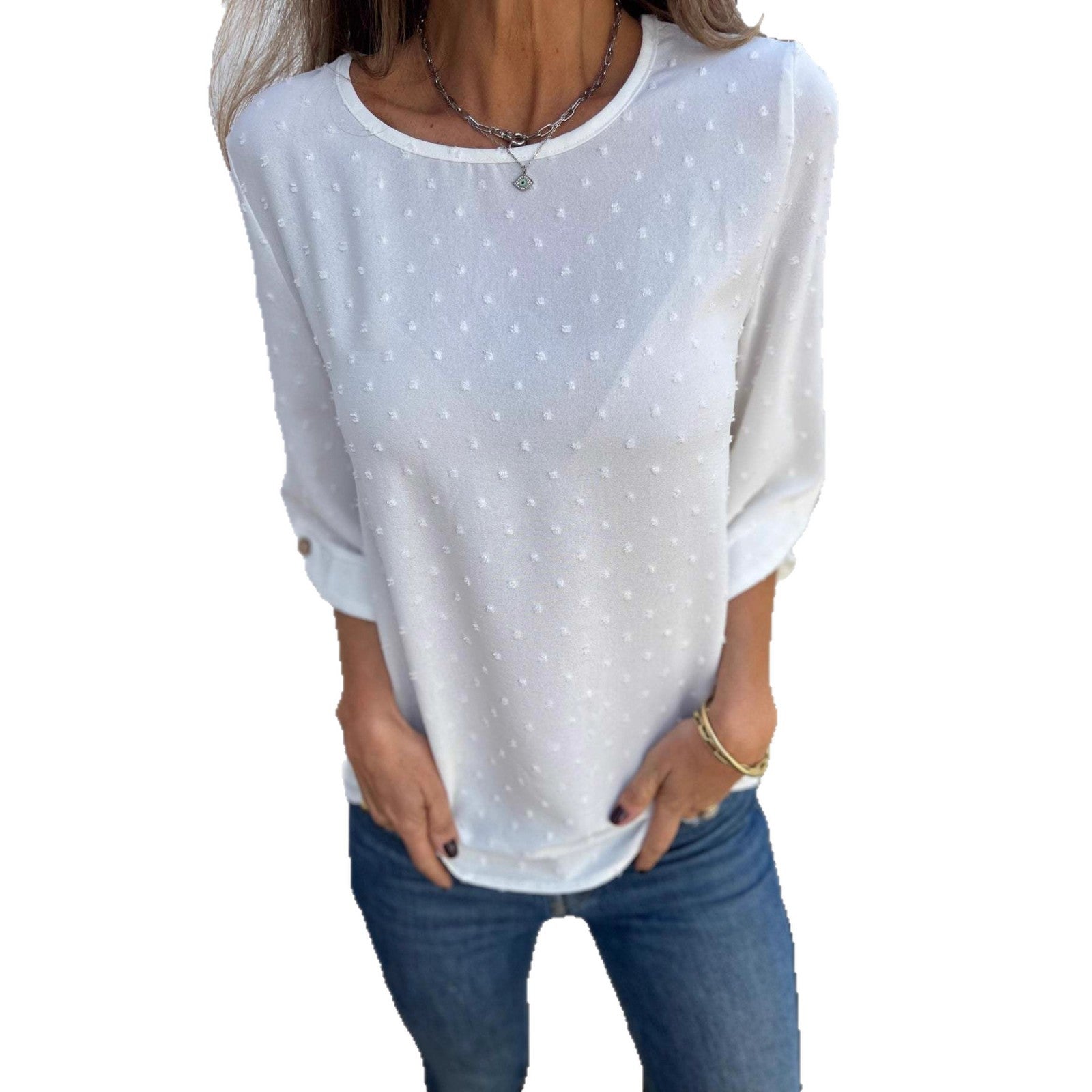 Damen lässige Bluse mit strukturiertem Stoff WW