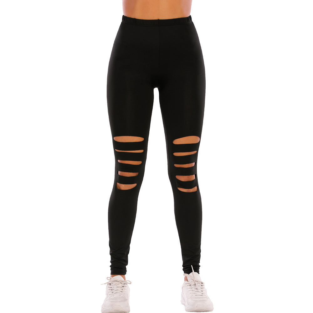 Damen Modische Leggings mit Cut-Outs im Leopardenmuster WW