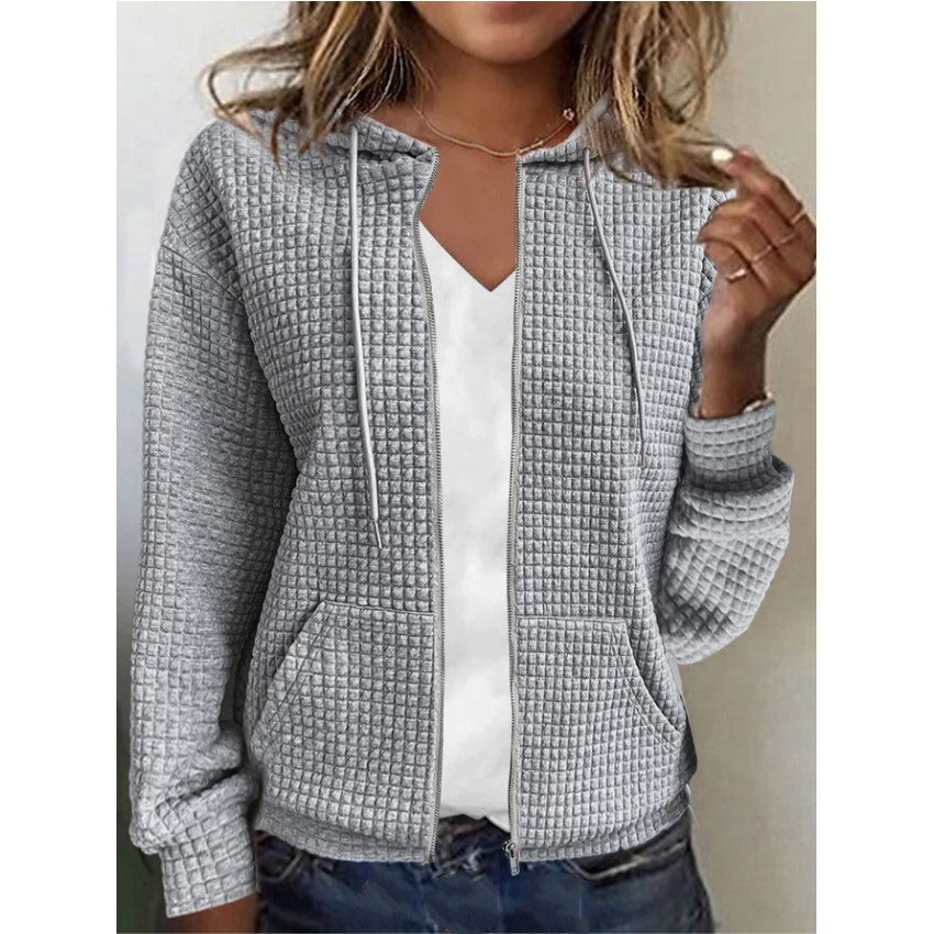 Damen Hoodie-Cardigan aus strukturiertem Material WW