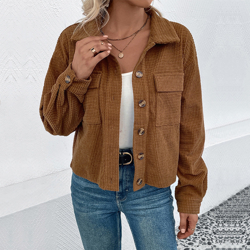 Damen cropped Jacke mit strukturiertem Stoff und praktischen Taschen WW