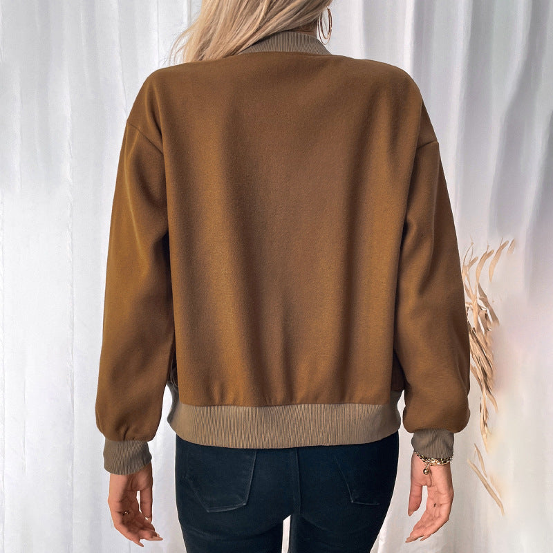 Damen sportliche Bomberjacke mit klassischen Druckknopf-Elementen und Seitentaschen WW