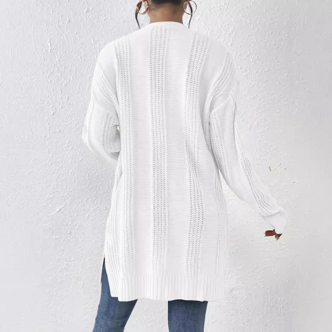 Damen Grobstrick Cardigan mit praktischen Taschen und lässigem Schnitt WW