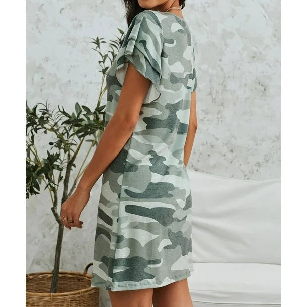 Damen Alltags-Camouflage Shift Kleid WW