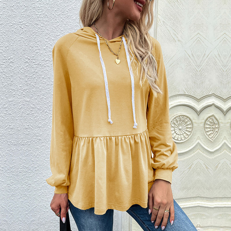 Damen Kapuzenpullover mit schicker Rüsche WW