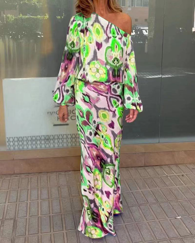 Damen Maxi-Kleid mit asymmetrischem Schnitt und eleganten Ärmel WW