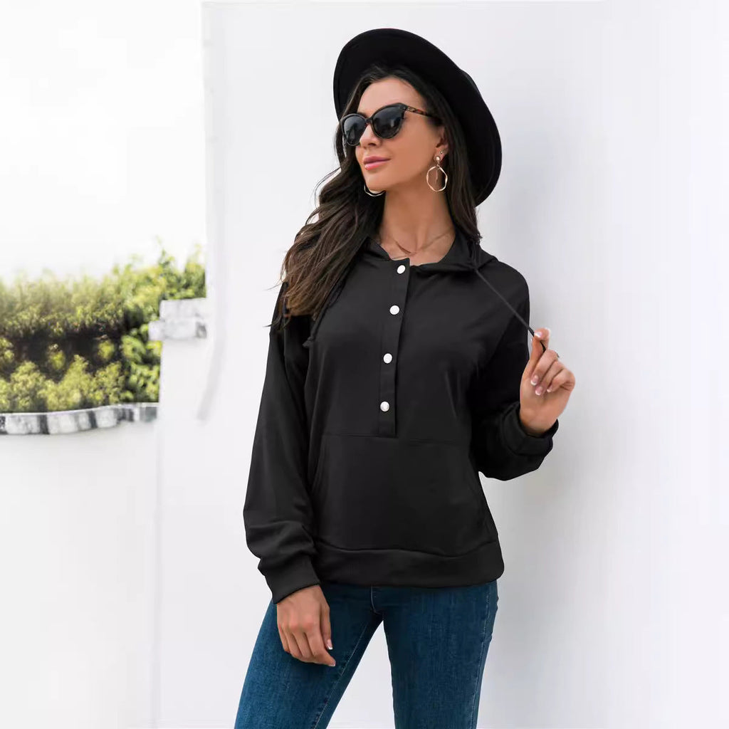 Damen Kapuzenpullover mit Knopfdetails und legerem Schnitt WW