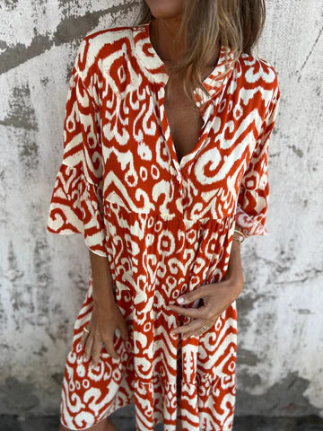 Damen lässiges Kleid mit einzigartigem Muster und bequemen Schnitt WW