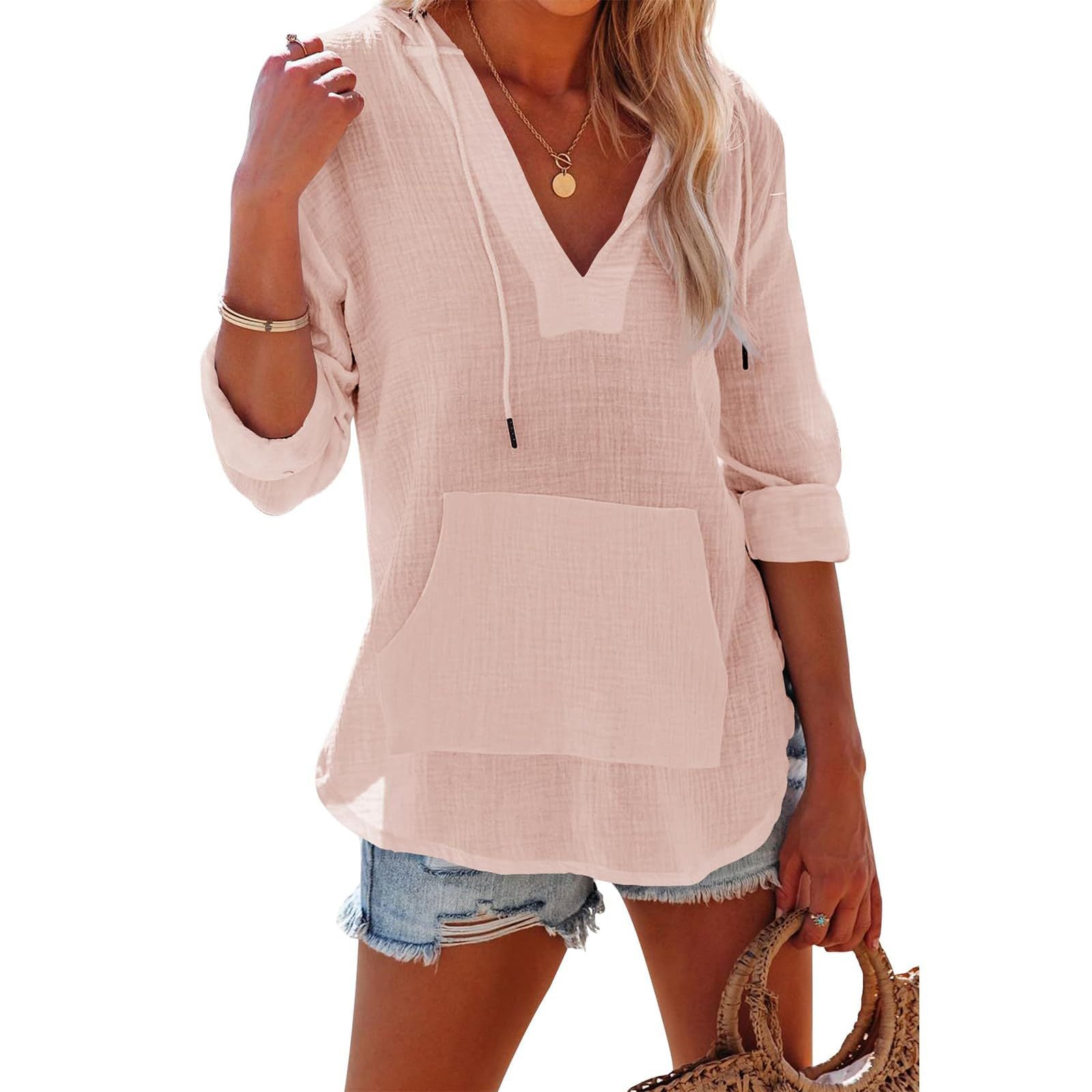 Damen Leichte Kapuzenpullover Top WW