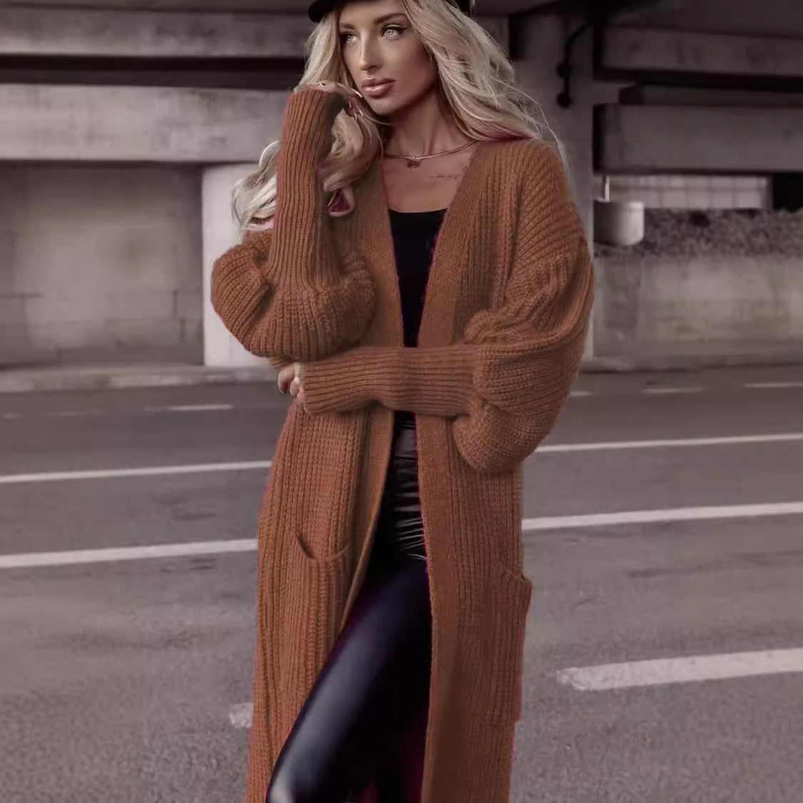Damen Langer Strickcardigan mit tieferem Rückensaum und lässigem Schnitt WW