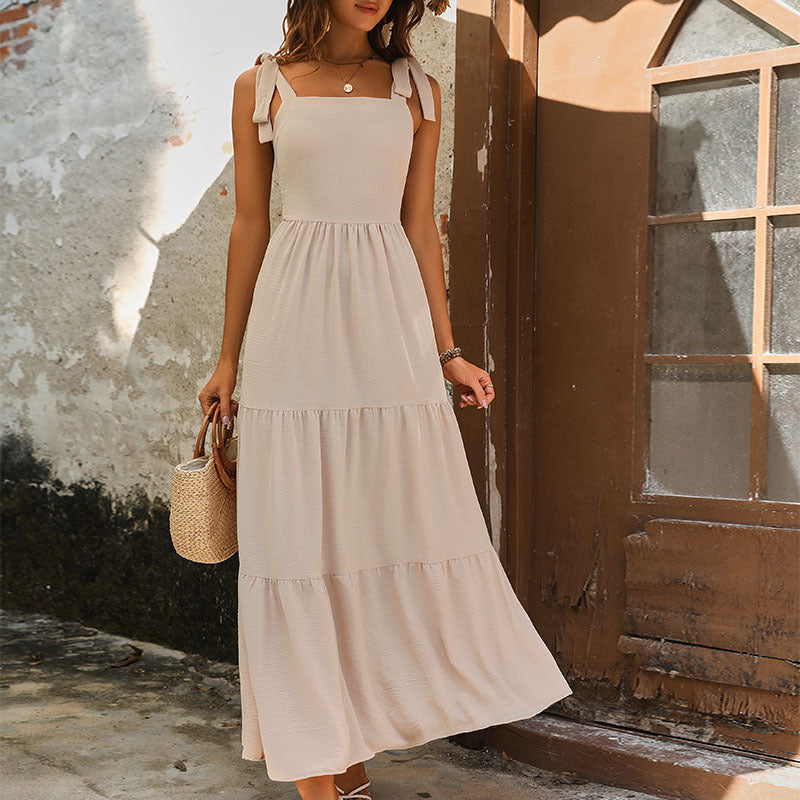 Damen Maxikleid mit raffiniertem Taillenband und trägerlosen Details WW