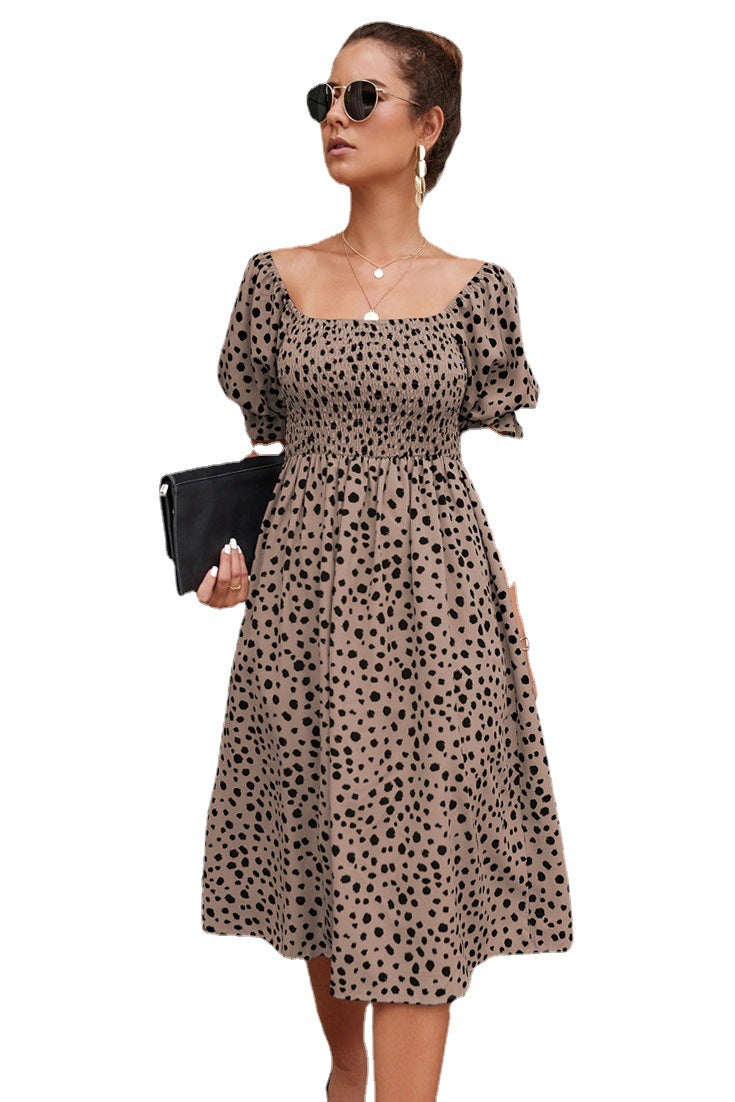 Damen Midi-Kleid mit Poetic Polka-Dots und elastischem Bund WW