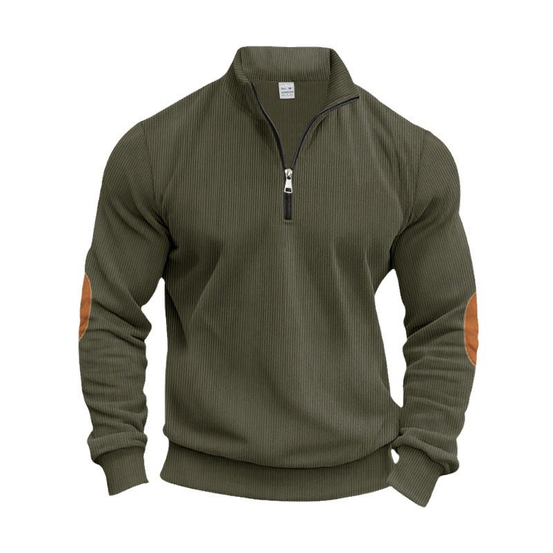 Herren eleganter Pullover mit praktischen Ellenbogenpatches und modernem Reißverschluss WW