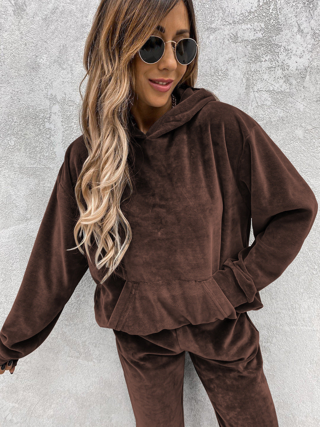 Damen kuscheliges Fleece-Set mit oversized Hoodie und bequemen Jogginghosen WW