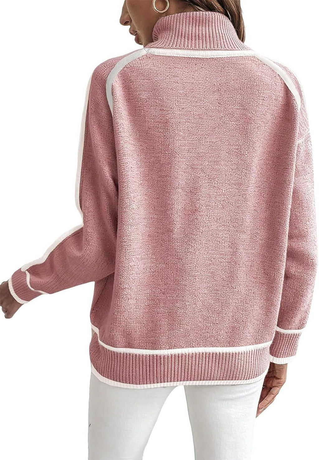 Damen Übergroße Strickpullover mit Stehkragen WW