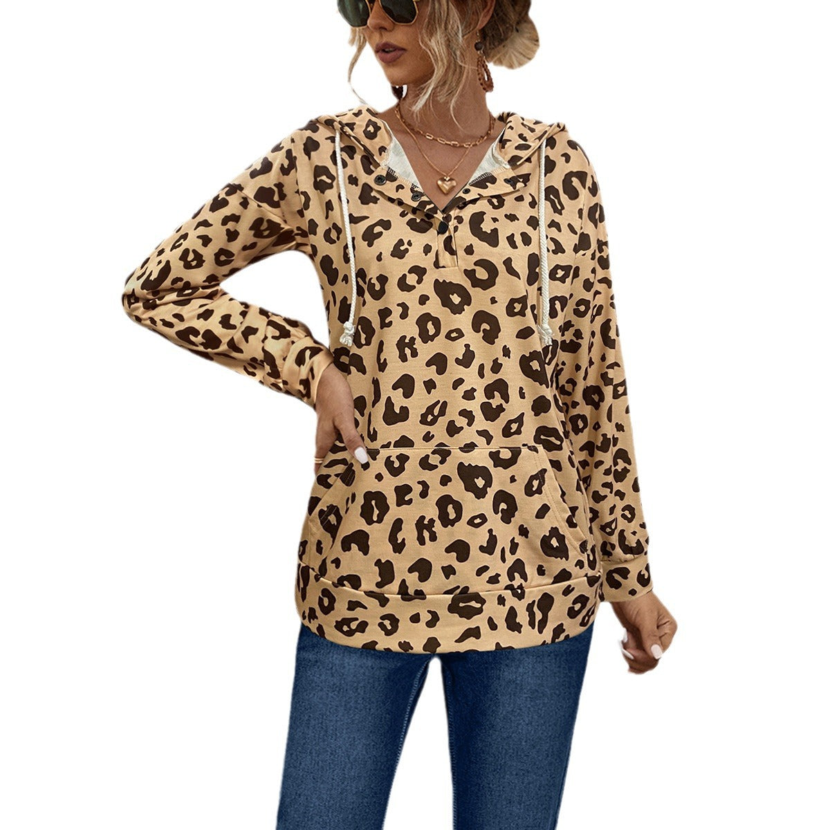 Damen Kapuzenpullover mit exklusivem Tiermuster und bequemer Passform WW