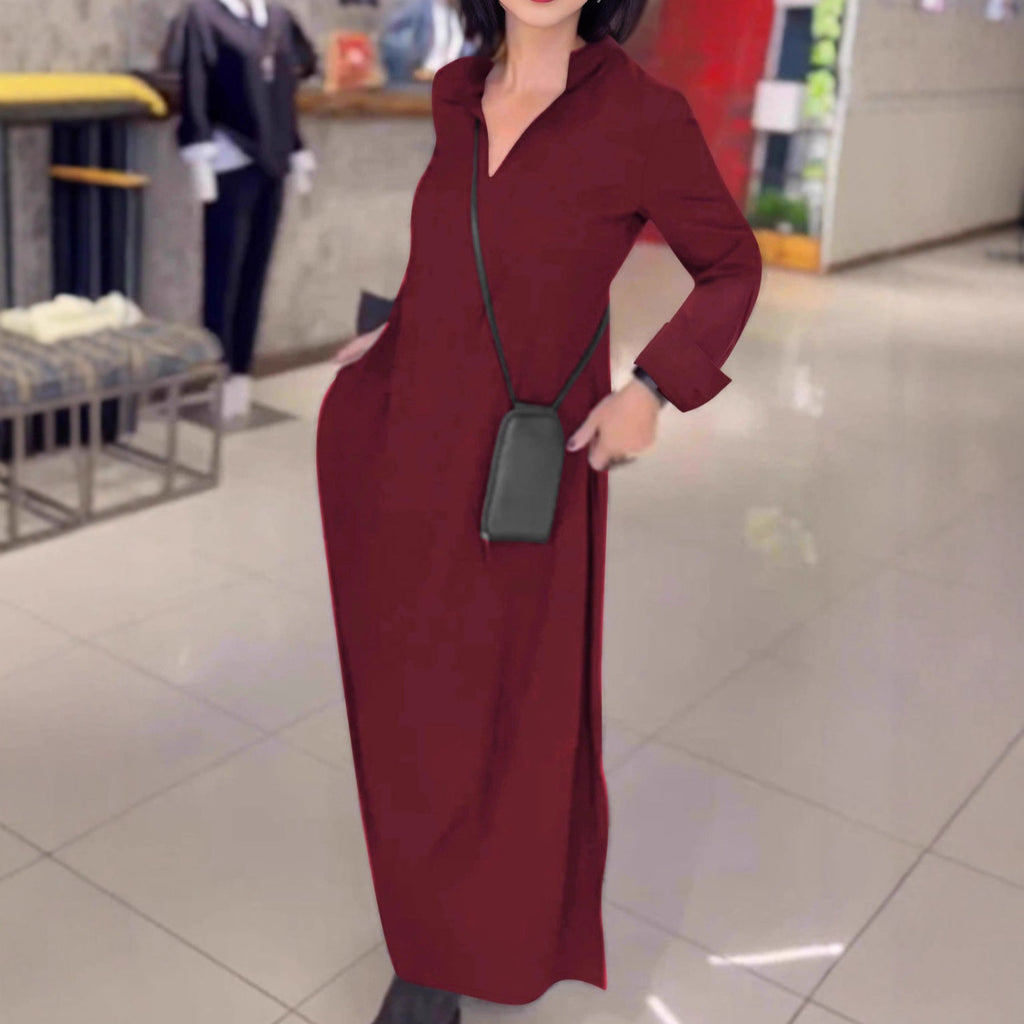 Damen lässiges Hemdkleid mit innovativem seitlichem Schlitz WW