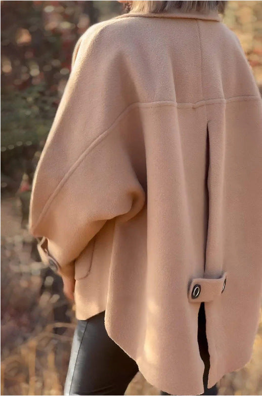 Damen modische und warme Wollejacke mit praktischen Taschen WW