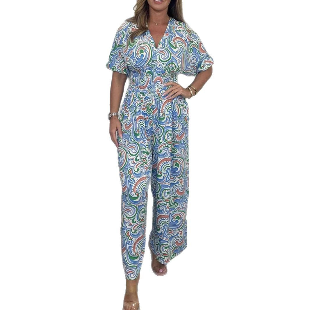 Damen Jumpsuit mit elastischem Taillenbund und exklusivem Muster WW