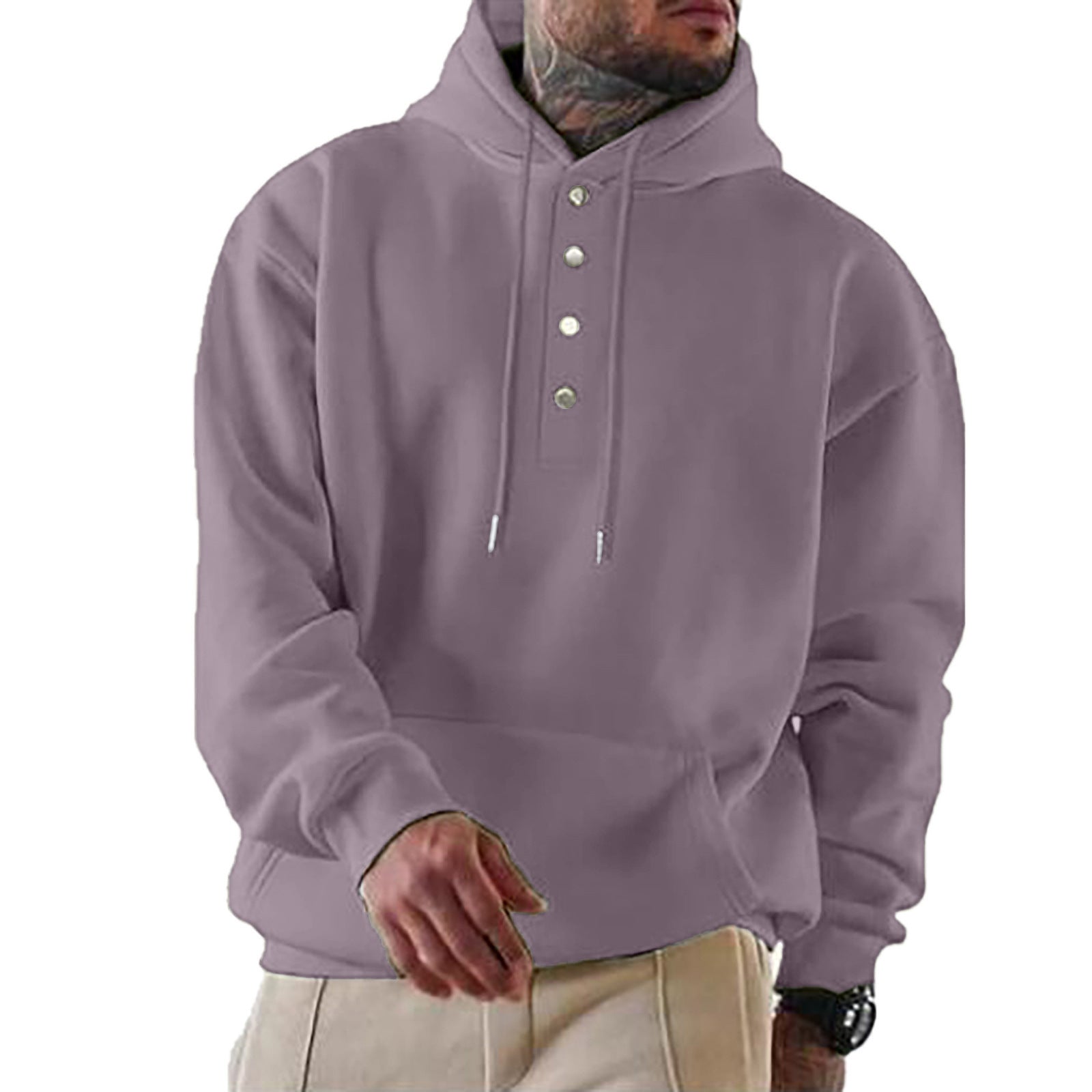 Herren Kapuzenpullover mit modischen Druckknöpfen WW