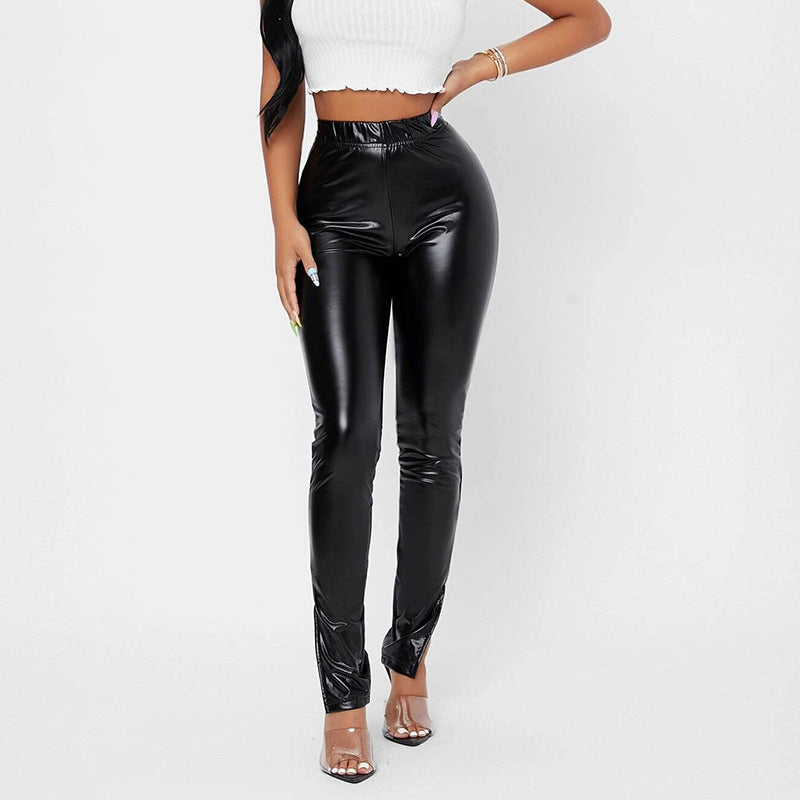 Damen Hochglänzende Leggings mit figurbetonter Passform WW