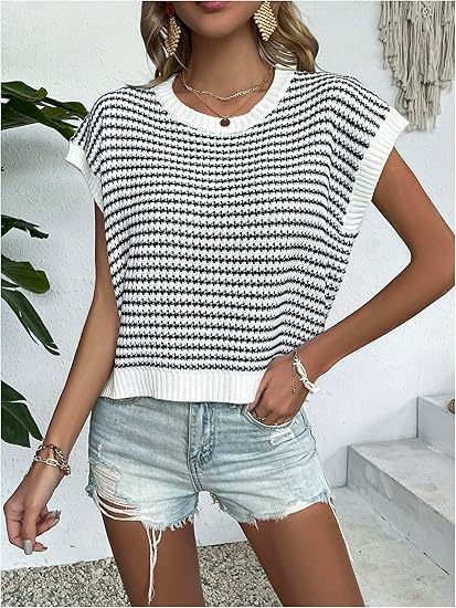 Damen lässiger Strickpullover mit modernem Waffelmuster WW