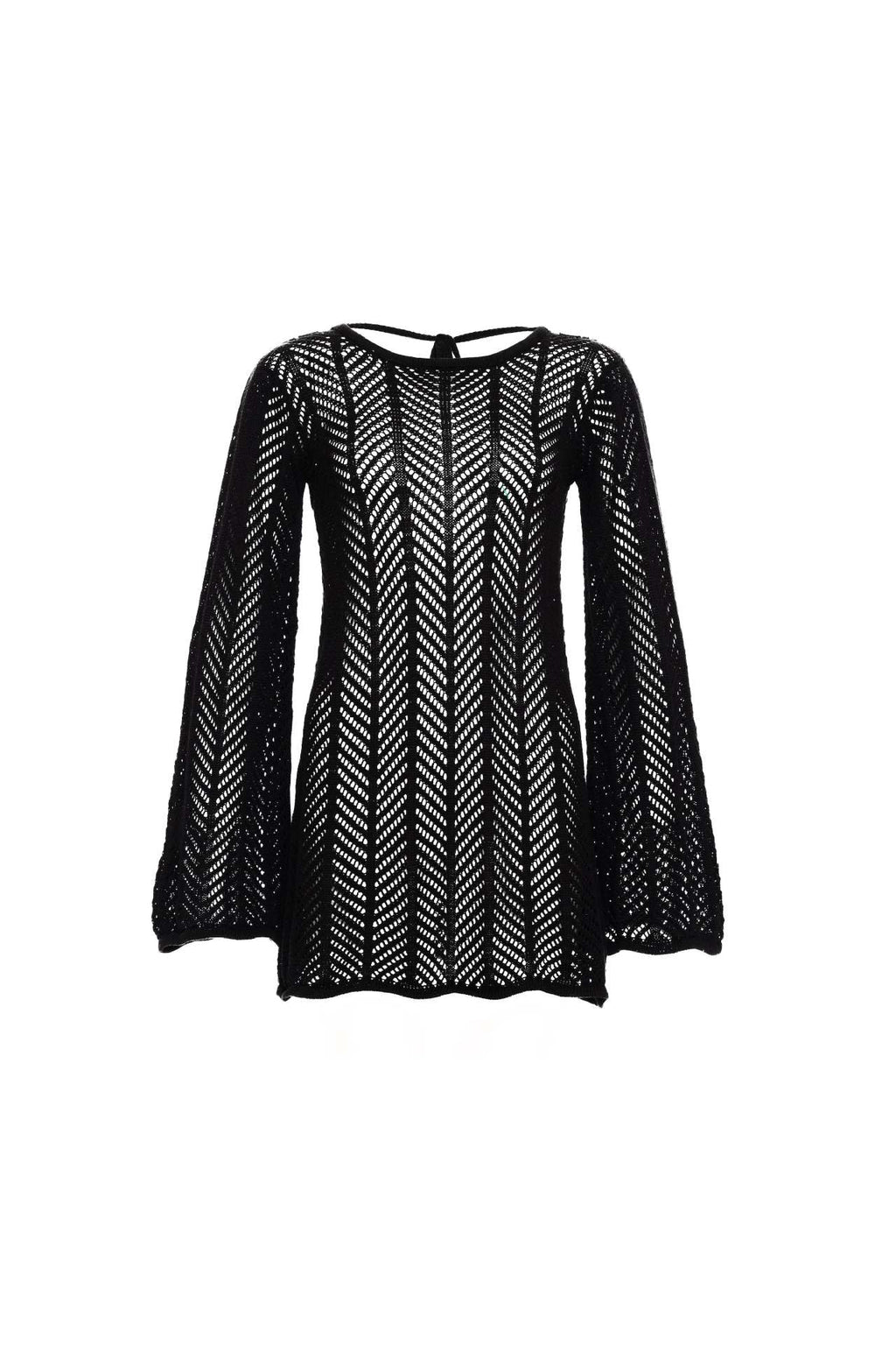 Damen Stricktop mit elegantem Netzdesign und weiten Ärmeln WW