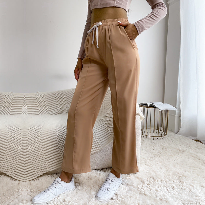 Damen elegante Sporthose mit elastischem Bund und seitlichen Einschubtaschen WW
