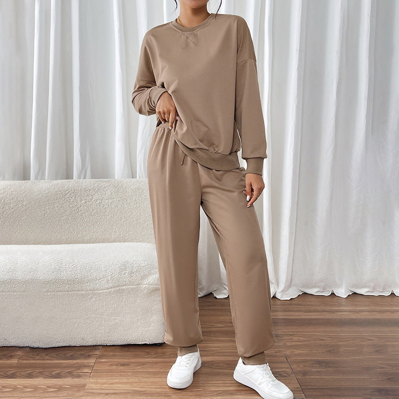Damen sportliches Sweatshirt- und Jogginghose-Set mit elastischem Bund WW